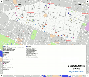 II distrito de París - Generado por OpenStreetMap y datos de Wikitravel