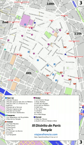III distrito de París - Generado por OpenStreetMap y datos de Wikitravel