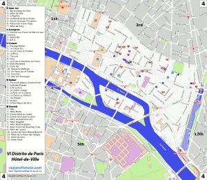 IV distrito de París - Generado por OpenStreetMap y datos de Wikitravel
