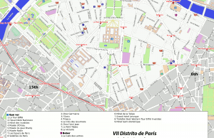 VII distrito de París - Generado por OpenStreetMap y datos de Wikitravel