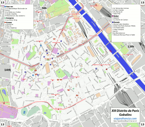XIII distrito de París - Generado por OpenStreetMap y datos de Wikitravel