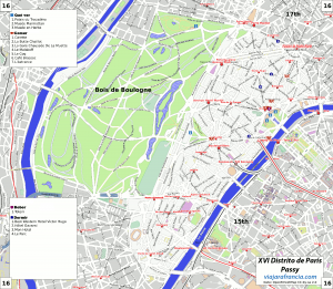 XVI Distrito de París - Generado por OpenStreetMap y datos de Wikitravel