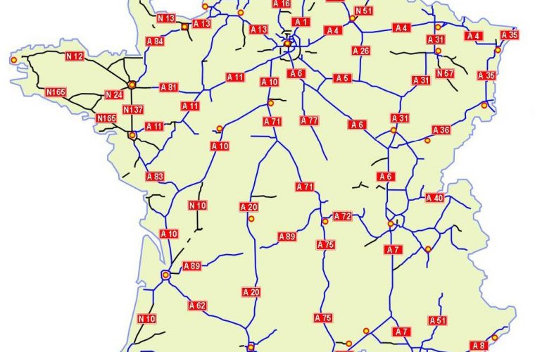Mapa de las autopistas de Francia