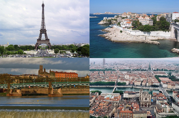Collage de las principales ciudades de Francia