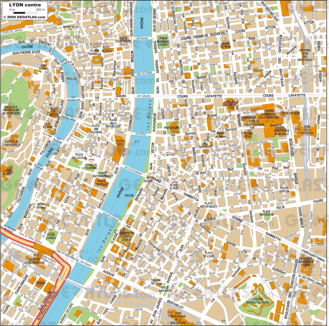 Mapa de Lyon - Viajar a Francia